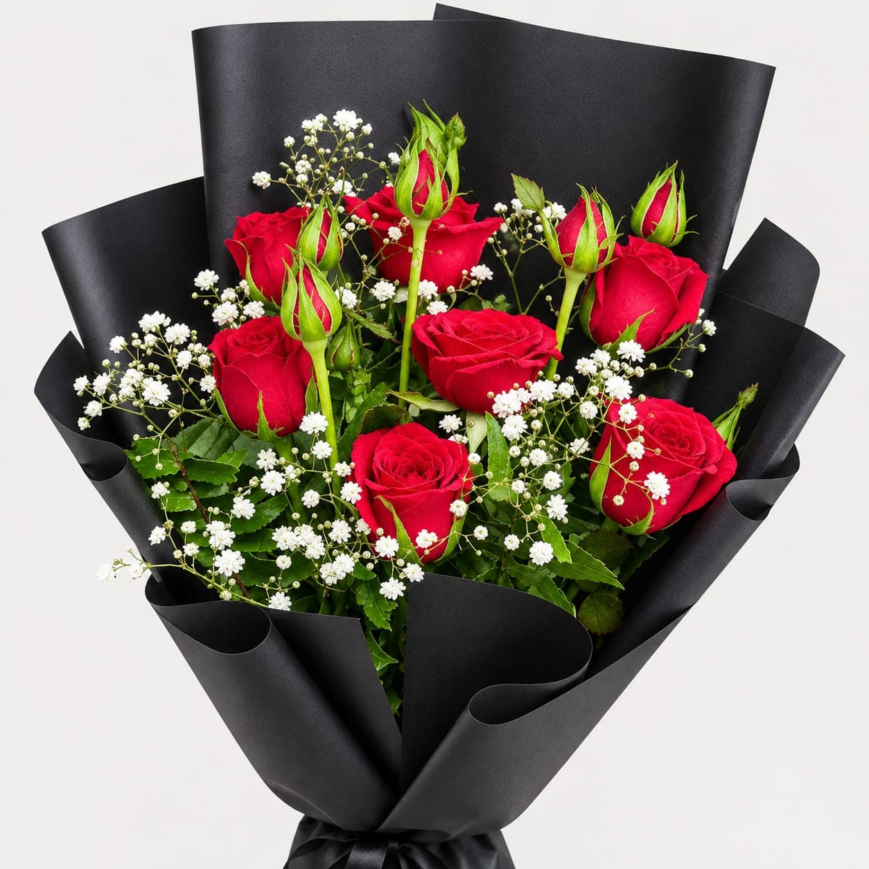 Red rose black cover — fresh bouquet delivery near TIA, Kathmandu